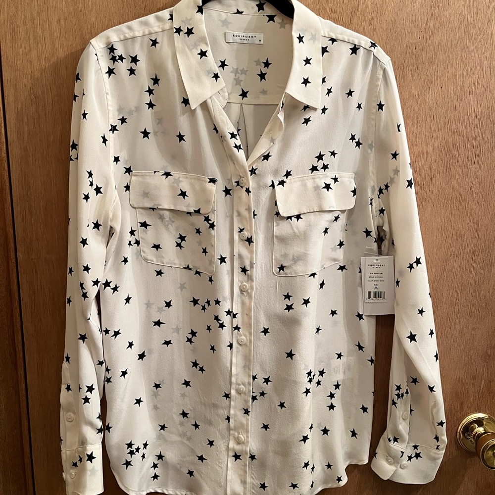 Equipment Star Print Blouse in Black and White